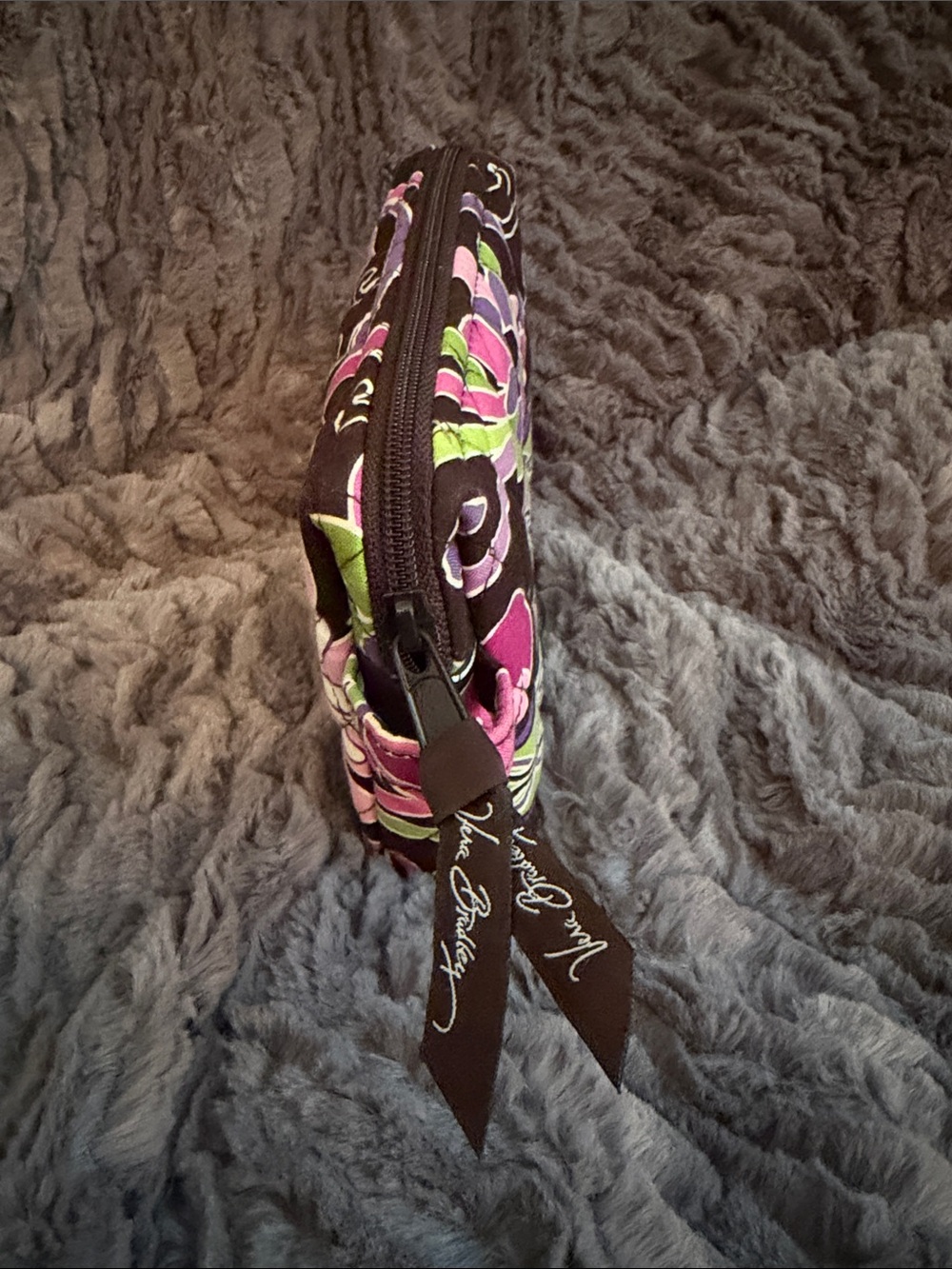 Vera Bradley Quilted Floral Cosmetic Wristlet in Black, Pink, Purple & Green - Picture 7 of 7